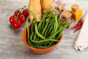 Raw green bean string uncooked photo