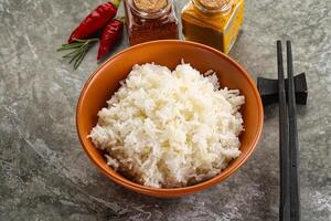 Steamed Basmati rice in the bowl photo