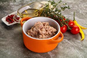 Canned tuna fillet for salad photo