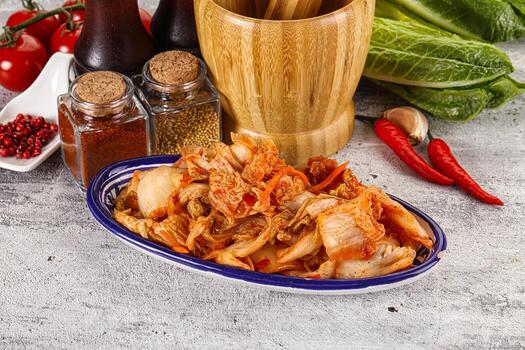 coreano cocina fermentado repollo kimchi foto