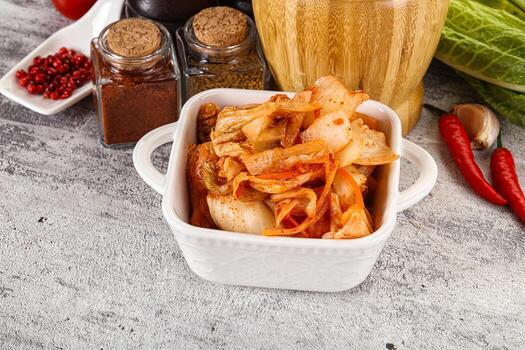 coreano cocina fermentado repollo kimchi foto