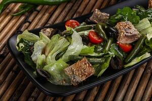 Nicoise salad with tuna and lattuce photo