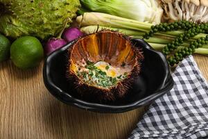 Grilled Sea Urchin with egg photo