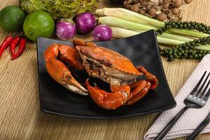 Delicous luxury steamed red crab photo