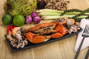 Luxury seafood mix - crab, prawn, octopus photo