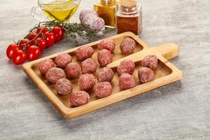 Uncooked raw beef meatball minced photo