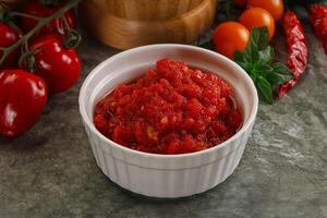 Fresco tomate puré pasta salsa foto