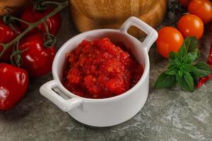 Fresh tomato puree pasta sauce photo