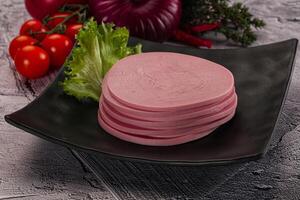 Boiled pork sliced sausage stack photo