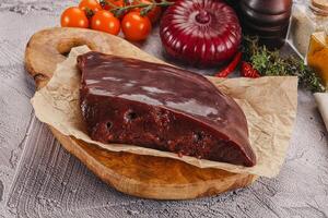 Raw beef liver for cooking photo