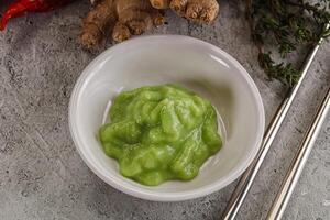 Green organic asian Wasabi seasoning photo