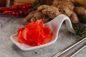 Gurmet marinated ginger root spicy photo