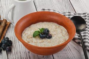 Oats porridge with blueberry photo