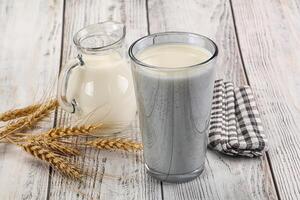 Organic milk in the glass photo