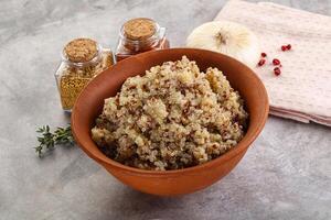 Vegan cuisine - boiled quinoa cereal photo