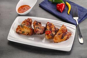 Buffalo grilled chicken wings barbecue photo