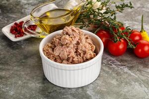 Canned tuna fillet for salad photo