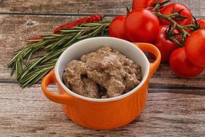 Soft chicken liver with cream photo