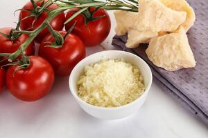 Shredded Italian hard parmesan cheese photo