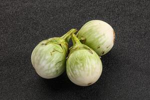 Raw green round eggplant vegetable photo
