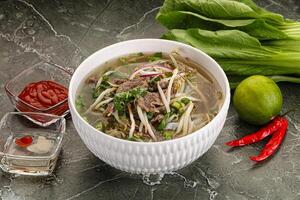 Vietnamese soup Pho Bo with beef photo