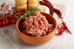 Raw minced pork uncooked meat photo