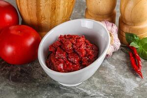 Natural organic red tomato paste photo