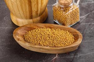 Mustard dry seeds in the bowl photo