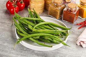 Raw green bean string uncooked photo