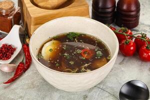 Japanese Miso soup with chicken photo
