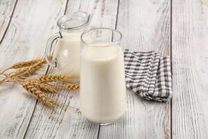 Organic milk in the glass photo