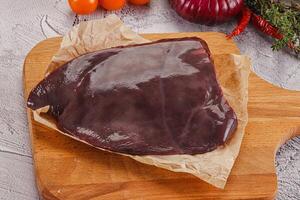 Raw beef liver for cooking photo