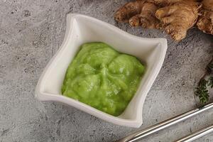 Green organic asian Wasabi seasoning photo