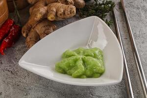 Green organic asian Wasabi seasoning photo