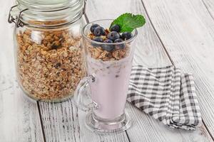 Granola with blueberry and yoghurt photo