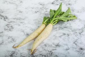 Raw ripe organic Daikon root photo