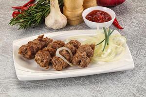 Beef kebab minced meat with onion photo