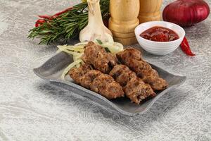 Beef kebab minced meat with onion photo