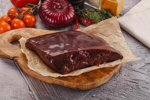 Raw beef liver for cooking photo