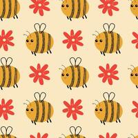 Cute bee seamless pattern for children. Modern illustration. For textile, packaging, paper, cover, background vector