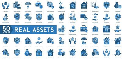 Real Asset icon. Asset Guard, Property Watchman, Wealth Preserver, Portfolio Defender, Property Safeguard, Investment Protector, Estate Safe, Property Guardian , Investment Watcher , Financial Shield vector