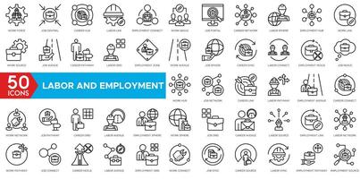 Labor And Employment icon. Work Force, Job Central, Career Hub, Labor Link, Employment Connect, Work Nexus, Job Portal, Career Network, Labor Sphere and Employment Hub vector