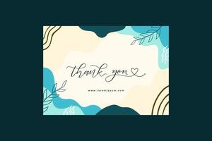 Aesthetic Thank You Card Template With Leaves vector