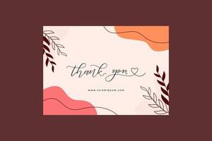 Aesthetic Thank You Card Template With Leaves vector