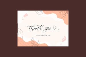 Aesthetic Thank You Card Template With Leaves vector