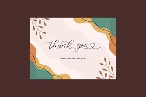 Aesthetic Thank You Card Template With Leaves vector