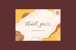 Aesthetic Thank You Card Template With Leaves vector