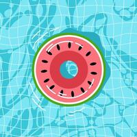 A watermelon air balloon floats on a pool in summer vector