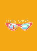 Cat eye glasses reflect the beach on summer scene vector