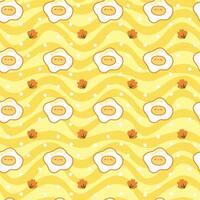 hand drawn egg with yellow seamless pattern design vector